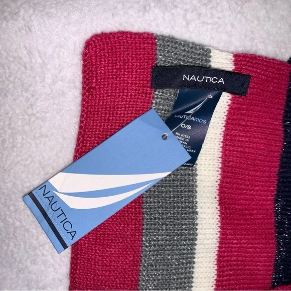 Nautica NWT Kids Metallic Accented Striped Scarf - Picture 2 of 5